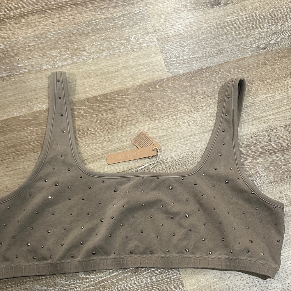 Studded Brown Crop Top sports bra 4x
